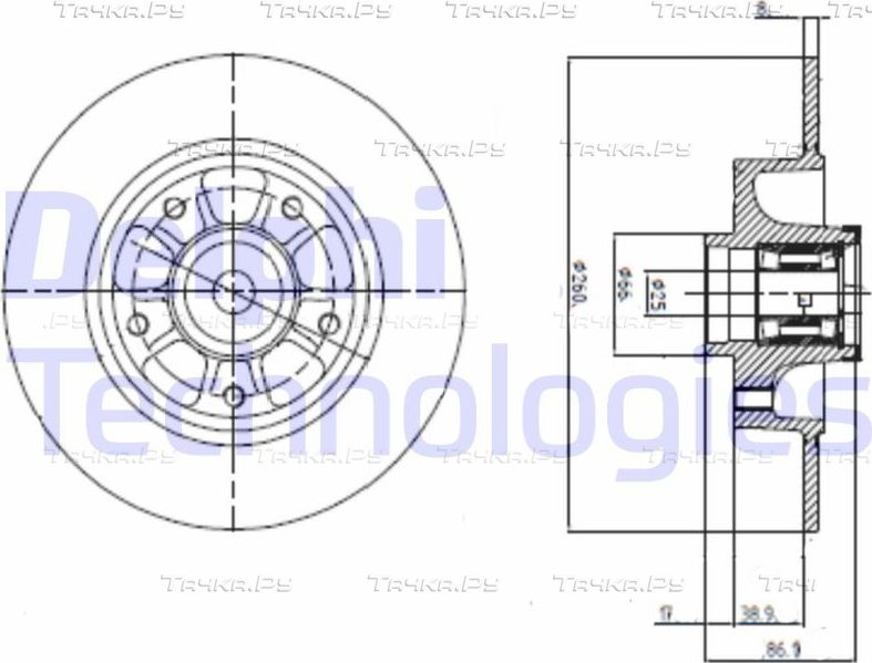 Тормозной диск Delphi задний для Renault Grand Scenic III 2011-2015. Артикул BG9112RS