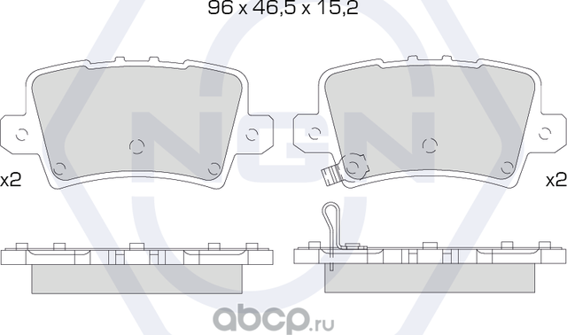 Колодки тормозные керамические, задние (NGN). Артикул 3501450