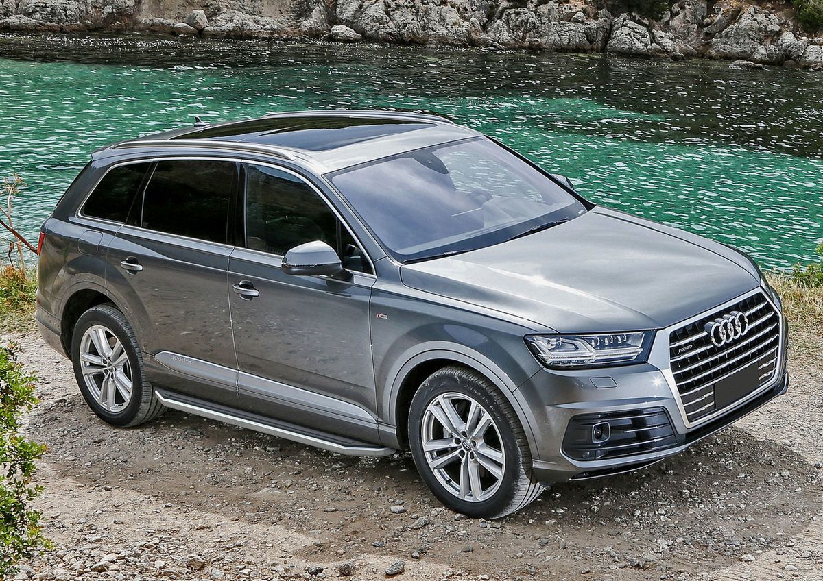 Пороги алюминиевые Rival Premium для Audi Q7 II 2015-2020 2020-2026. Артикул A193ALP.0304.1