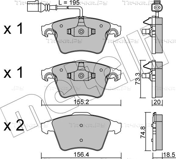 Тормозные колодки Metelli передние для Volkswagen Multivan T5 2003-2015. Артикул 22-0552-0