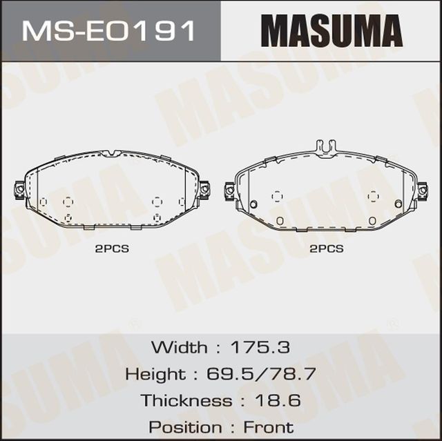 Тормозные колодки Masuma. Артикул MS-E0191