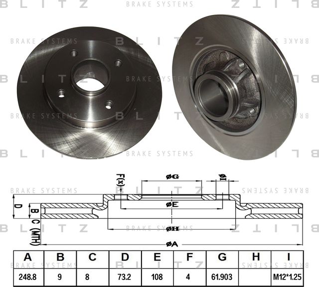 Диск тормозной PSA C4/308 08- задн. (Blitz). Артикул BS0260