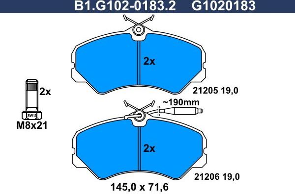 Тормозные колодки Galfer. Артикул B1.G102-0183.2