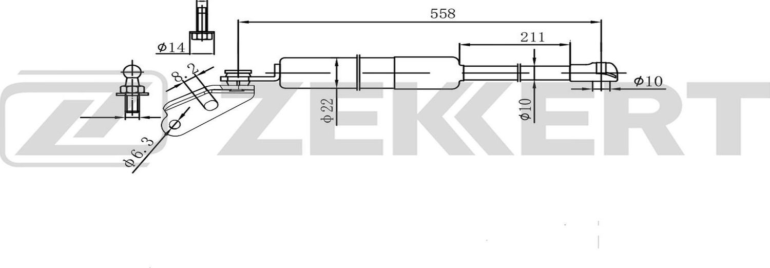 Амортизатор (упор) багажника Zekkert. Артикул GF-2608