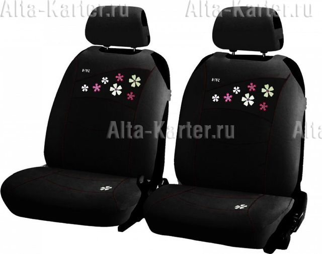 Накидки универсальные Hadar Rosen Flowers на передние сидения авто, цвет Черный. Артикул 21110