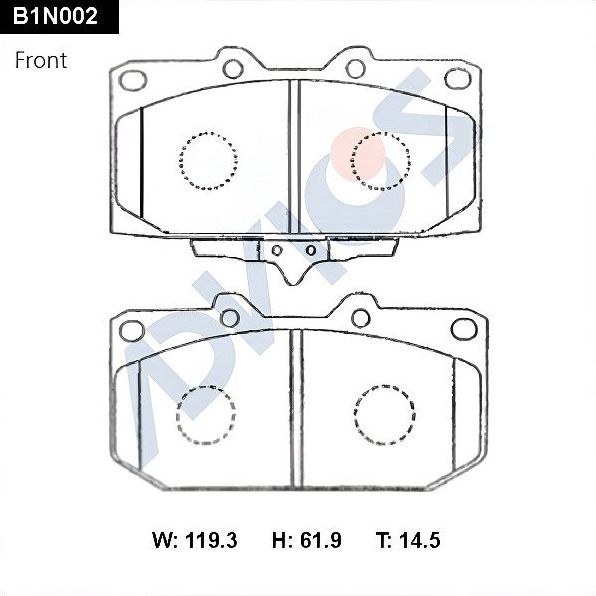 Тормозные колодки Advics передние для Nissan Silvia VII (S15) 2000-2006. Артикул B1N002