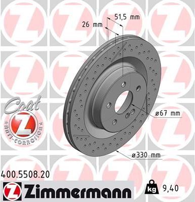 Тормозной диск Zimmermann Coat Z. Артикул 400.5508.20