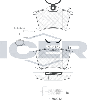 Тормозные колодки Icer задние для Audi A4 I (B5) 2000-2001. Артикул 181387-203