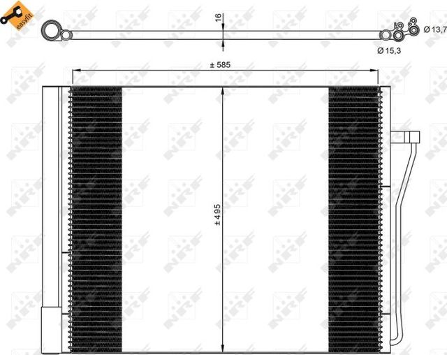 Радиатор кондиционера (конденсатор) NRF EASY FIT. Артикул 350077