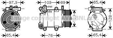 Компрессор кондиционера AVA для Volvo S40 II 2004-2012. Артикул FDAK391