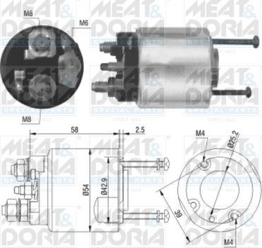 Втягивающее реле стартера Meat & Doria. Артикул 46016