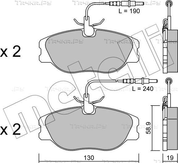 Тормозные колодки Metelli передние для Fiat Ulysse I 1994-2002. Артикул 22-0072-3