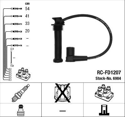 Высоковольтные провода (провода зажигания) (комплект) NGK для Mazda MPV II (LW) 2002-2006. Артикул 6984