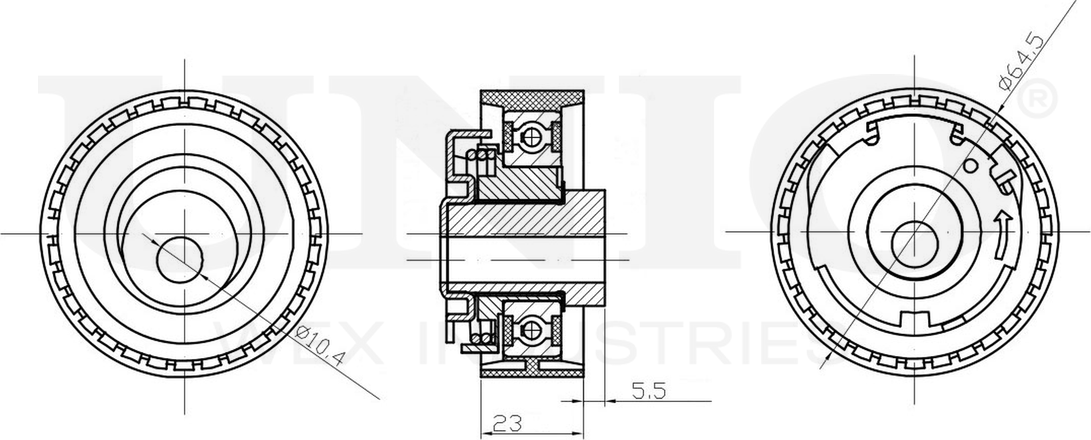 Ролик зубчатого ремня ГРМ натяжной (Unio). Артикул TNS-10139