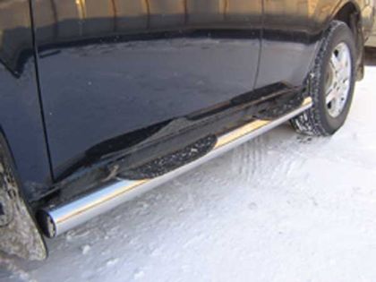 Пороги Slitkoff труба d76 с проступями ЧЕРНЫЕ матовые для Chery Tiggo (T11) 2005-2013. Артикул CT006B