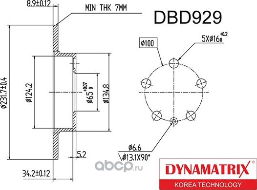 Диск тормозной (Dynamatrix-Korea) Dynamatrix-Korea. Артикул DBD929