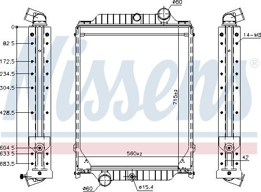 Радиатор охлаждения двигателя Nissens для Volvo  FL 2000-2026. Артикул 606366