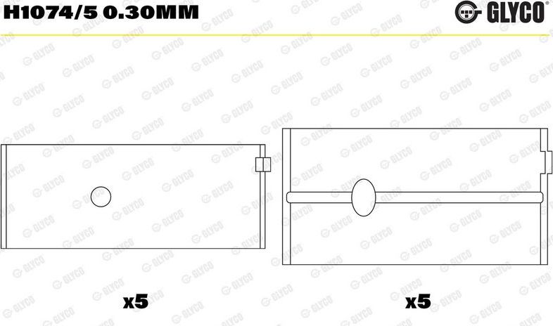 Вкладыши коренные Glyco. Артикул H1074/5 0.30mm