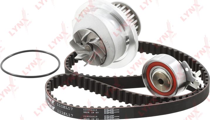 Помпа (водяной насос) с комплектом ремня ГРМ LYNXauto. Артикул PW-1004