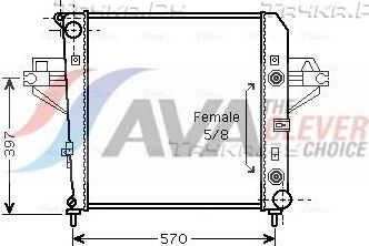 Радиатор охлаждения двигателя AVA ** CLEVER FIT ** для Jeep Cherokee III (KJ) 2001-2008. Артикул JE2043