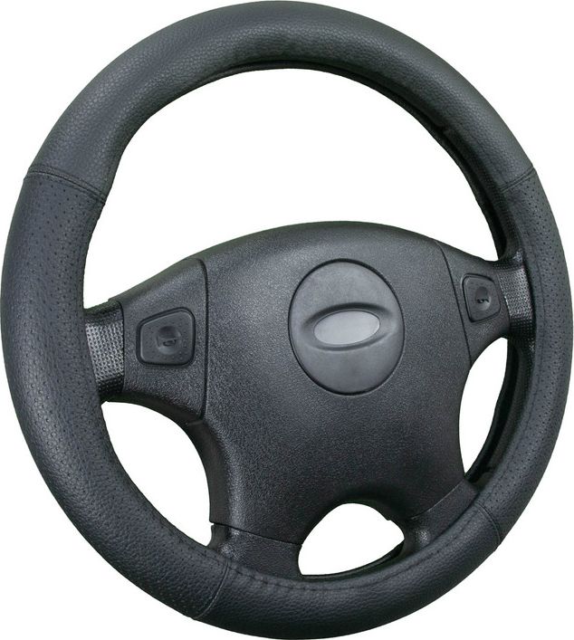Оплётка на руль CarFashion Classic (размер M, экокожа, цвет ЧЕРНЫЙ). Артикул 31561