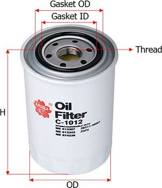 Масляный фильтр Sakura для Mitsubishi Pajero IV 2007-2025. Артикул C-1012