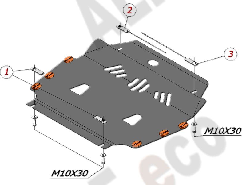 Защита алюминиевая Alfeco для картера и КПП Volvo XC90 I 2002-2014. Артикул ALF.27.11al