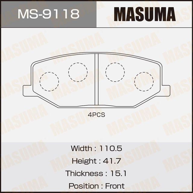 Тормозные колодки Masuma. Артикул MS-9118