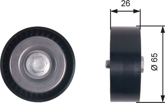 Направляющий (ведущий) ролик приводного поликлинового ремня Gates (полимерный материал). Артикул T36414