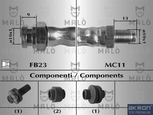 Тормозной шланг Malò передний для Alfa Romeo 166 I 1998-2007. Артикул 8900