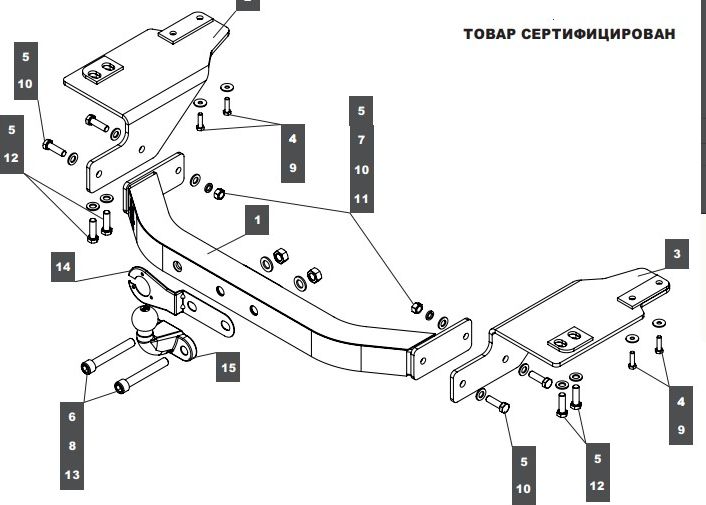 Фаркоп Baltex оцинкованный для Toyota Land Cruiser Prado 150 Black Onyx 2020-2026. Фланцевое крепление. Артикул 249476