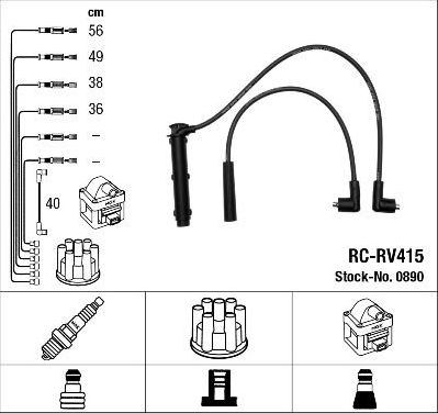 Высоковольтные провода (провода зажигания) (комплект) NGK для MG ZR 2001-2005. Артикул 0890