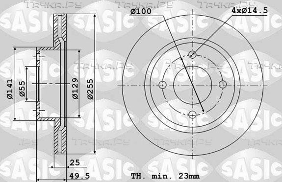 Тормозной диск Sasic передний для Toyota Prius I 2000-2003. Артикул 6106350
