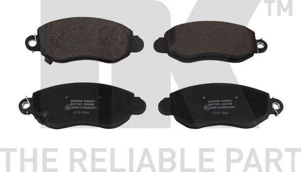 Тормозные колодки NK. Артикул 222559