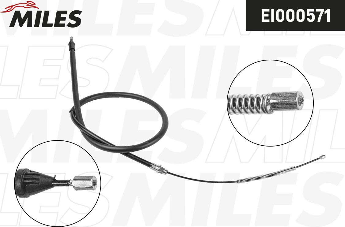Трос ручника (тросик ручного тормоза) Miles. Артикул EI000571