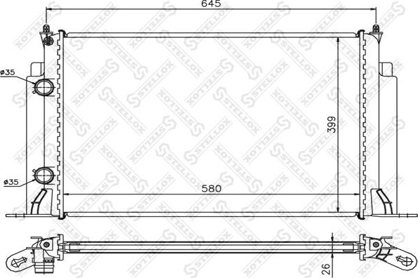 Радиатор охлаждения двигателя Stellox. Артикул 10-25758-SX