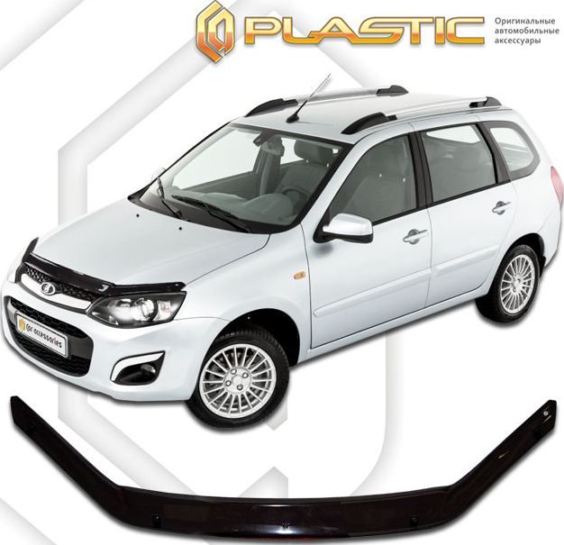 Дефлектор СА Пластик для капота (Classic черный) ВАЗ Lada Kalina универсал 2013-2018. Артикул 2010010110598