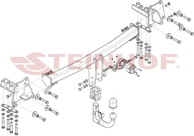 Фаркоп Steinhof для Jaguar E-Pace (X540) 2017-2026. Быстросъемный крюк. Артикул J-013