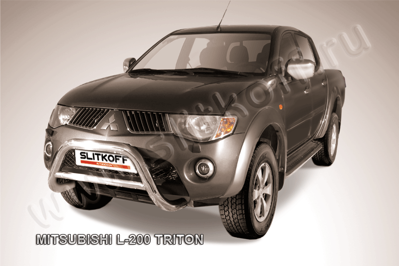 Кенгурятник Slitkoff d76 низкий для Mitsubishi L200 IV Triton 2006-2015. Артикул ML004