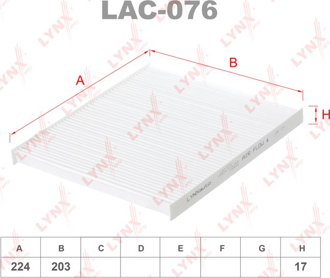 Салонный фильтр LYNXauto. Артикул LAC-076