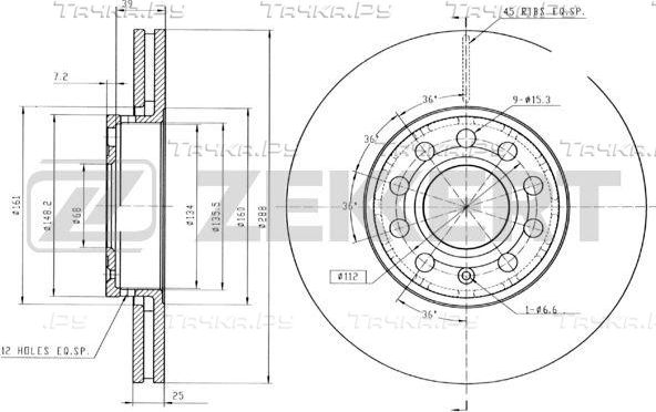 Тормозной диск Zekkert для Volkswagen Passat B5 1996-2005. Артикул BS-5083B