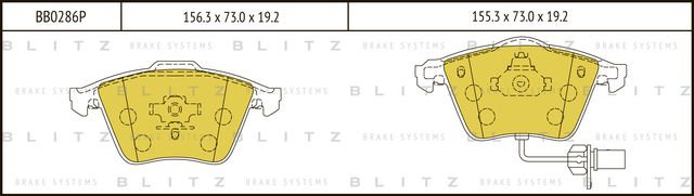 Колодки тормозные AUDI A4/S4Q/A6 03- перед. (Blitz). Артикул BB0286P
