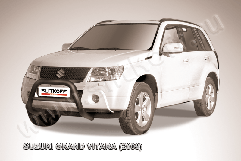 Кенгурятник Slitkoff d76 низкий ЧЕРНЫЙ матовый для Suzuki Grand Vitara III 5-дв. 2008-2012. Артикул SGV08002B