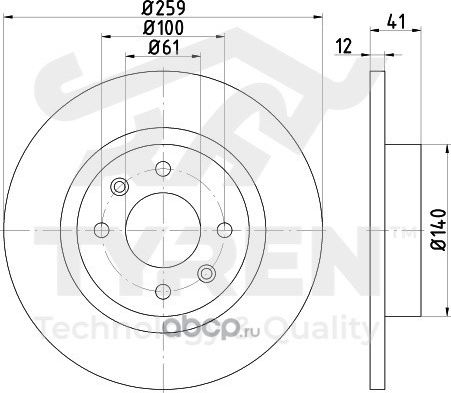 Тормозной диск (Tyren). Артикул TYR1017621