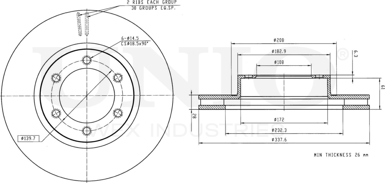 Диск тормозной (Unio). Артикул BRD-20233