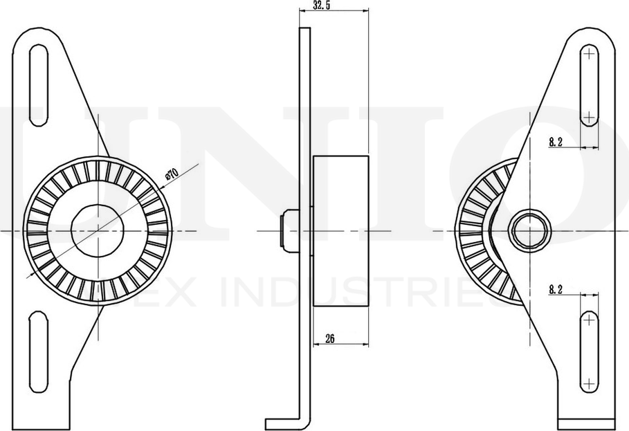 Ролик поликлинового ремня натяжной (Unio). Артикул TNS-10010