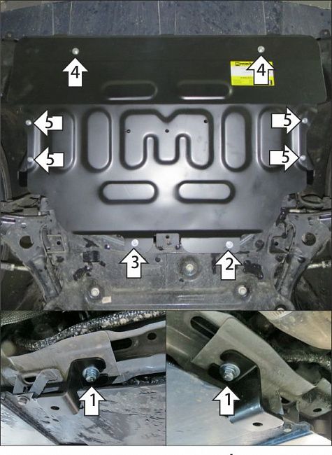 Защита усиленная Мотодор для картера и КПП Jetour X70 Plus 2023-2026. Артикул 79012