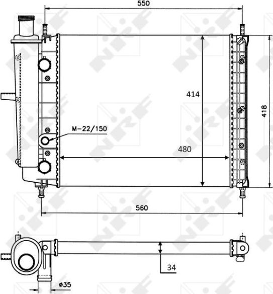 Радиатор охлаждения двигателя NRF для Fiat Bravo I 1995-2001. Артикул 58015