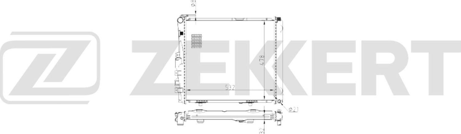 Радиатор охлаждения двигателя Zekkert (алюминий / пластик). Артикул MK-1657