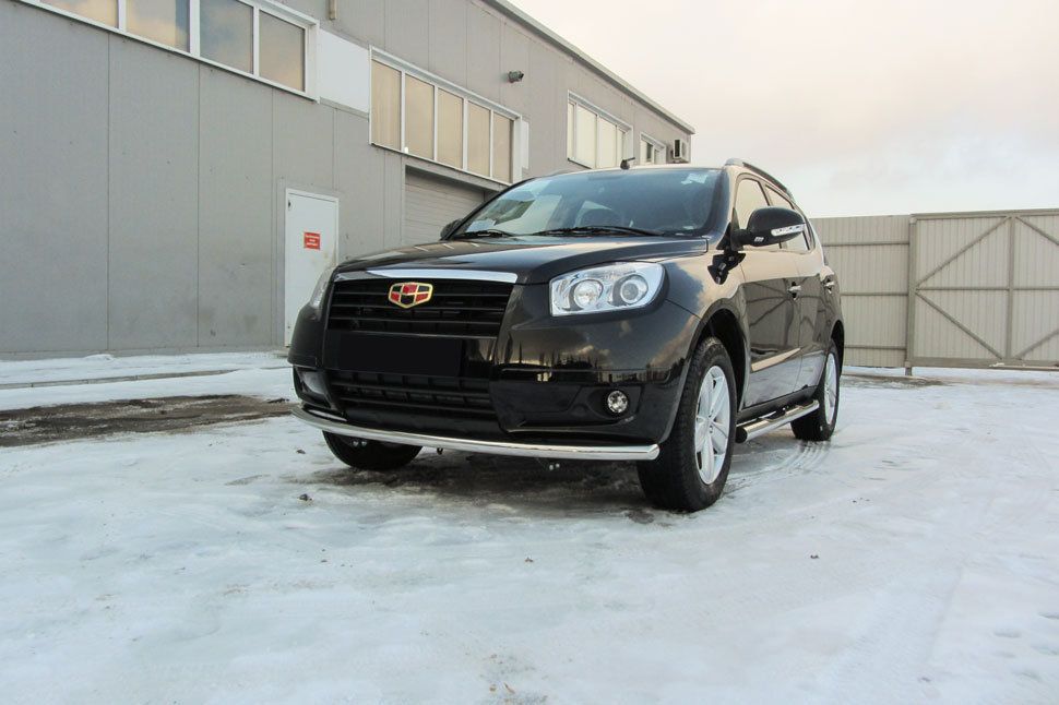 Защита Slitkoff переднего бампера d57 радиусная для Geely Emgrand X7 рестайлинг 2016-2026. Артикул GAFX716007